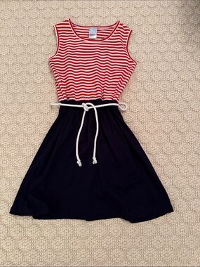 Brand New Bella Bliss Red & Navy Rope-Waist Dress